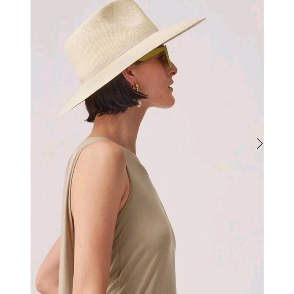 Cuyana Panama Hat Natural Hand Woven Straw Wide Brim Women 58 New With Tags